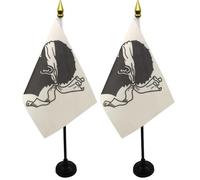 AZ FLAG - Mini Drapeau Corse De Table - 15x10 cm - Drapeau Corse De Bureau 100% Polyester Avec Hampe Pointe Dorée 25cm (Lot de 2)