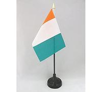 AZ FLAG - Mini Drapeau Côte d'Ivoire De Table - 15x10 cm - Drapeau Ivoirien De Bureau 100% Polyester Avec Hampe Pointe Dorée 25cm