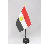AZ FLAG - Mini Drapeau Egypte De Table - 15x10 cm - Drapeau Egyptien De Bureau 100% Polyester Avec Hampe Pointe Dorée 25cm