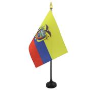 AZ FLAG - Mini Drapeau Equateur De Table - 15x10 cm - Drapeau Équatorien De Bureau 100% Polyester Avec Hampe Pointe Dorée 25cm