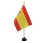 AZ FLAG - Mini Drapeau Espagne De Table - 15x10 cm - Drapeau Espagnol De Bureau 100% Polyester Avec Hampe Pointe Dorée 25cm