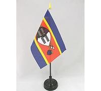AZ FLAG - Mini Drapeau Eswatini De Table - 15x10 cm - Drapeau Swazi De Bureau 100% Polyester Avec Hampe Pointe Dorée 25cm