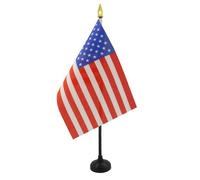 AZ FLAG - Mini Drapeau Etats-Unis De Table - 15x10 cm - Drapeau Américain De Bureau 100% Polyester Avec Hampe Pointe Dorée 25cm