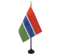 AZ FLAG - Mini Drapeau Gambie De Table - 15x10 cm - Drapeau Gambien De Bureau 100% Polyester Avec Hampe Pointe Dorée 25cm