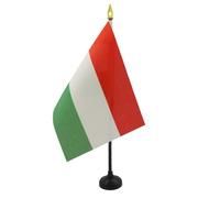 AZ FLAG - Mini Drapeau Hongrie De Table - 15x10 cm - Drapeau Hongrois De Bureau 100% Polyester Avec Hampe Pointe Dorée 25cm
