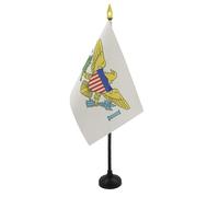 AZ FLAG - Mini Drapeau IIes Vierges des Etats-Unis De Table - 15x10 cm - Drapeau Américain De Bureau 100% Polyester Avec Hampe Pointe Dorée 25cm
