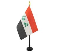 AZ FLAG - Mini Drapeau Irak De Table - 15x10 cm - Drapeau Irakien De Bureau 100% Polyester Avec Hampe Pointe Dorée 25cm