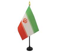 AZ FLAG - Mini Drapeau Iran De Table - 15x10 cm - Drapeau Iranien De Bureau 100% Polyester Avec Hampe Pointe Dorée 25cm