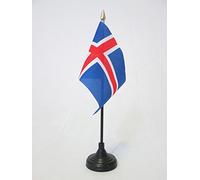 AZ FLAG - Mini Drapeau Islande De Table - 15x10 cm - Drapeau Islandais De Bureau 100% Polyester Avec Hampe Pointe Dorée 25cm