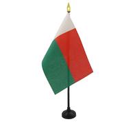 AZ FLAG - Mini Drapeau Madagascar De Table - 15x10 cm - Drapeau Malgache De Bureau 100% Polyester Avec Hampe Pointe Dorée 25cm