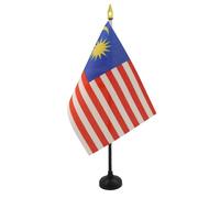AZ FLAG - Mini Drapeau Malaisie De Table - 15x10 cm - Drapeau Malaisien De Bureau 100% Polyester Avec Hampe Pointe Dorée 25cm