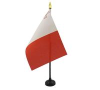 AZ FLAG - Mini Drapeau Malte De Table - 15x10 cm - Drapeau Maltais De Bureau 100% Polyester Avec Hampe Pointe Dorée 25cm