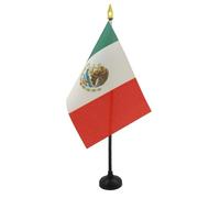 AZ FLAG - Mini Drapeau Mexique De Table - 15x10 cm - Drapeau Mexicain De Bureau 100% Polyester Avec Hampe Pointe Dorée 25cm