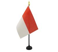 AZ FLAG - Mini Drapeau Monaco De Table - 15x10 cm - Drapeau Monégasque De Bureau 100% Polyester Avec Hampe Pointe Dorée 25cm