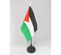 AZ FLAG - Mini Drapeau Palestine De Table - 15x10 cm - Drapeau Palestinien De Bureau 100% Polyester Avec Hampe Pointe Dorée 25cm
