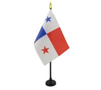 AZ FLAG - Mini Drapeau Panama De Table - 15x10 cm - Drapeau Panaméen De Bureau 100% Polyester avec Hampe Pointe Dorée 25cm