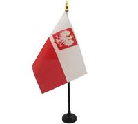 AZ FLAG - Mini Drapeau Pologne avec Aigle De Table - 15x10 cm - Drapeau Polonais De Bureau 100% Polyester Avec Hampe Pointe Dorée 25cm