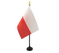 AZ FLAG - Mini Drapeau Pologne De Table - 15x10 cm - Drapeau Polonais De Bureau 100% Polyester avec Hampe Pointe Dorée 25cm