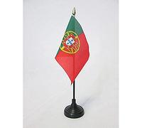 AZ FLAG - Mini Drapeau Portugal De Table - 15x10 cm - Drapeau Portugais De Bureau 100% Polyester avec Hampe Pointe Dorée 25cm