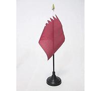 AZ FLAG - Mini Drapeau Qatar De Table - 15x10 cm - Drapeau Qatarien De Bureau 100% Polyester Avec Hampe Pointe Dorée 25cm