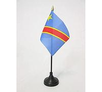 AZ FLAG - Mini Drapeau République Démocratique du Congo De Table - 15x10 cm - Drapeau Congolais De Bureau 100% Polyester avec Hampe Pointe Dorée 25cm