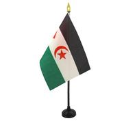 AZ FLAG - Mini Drapeau Sahara Occidental De Table - 15x10 cm - Drapeau Sahraoui De Bureau 100% Polyester Avec Hampe Pointe Dorée 25cm