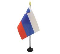 AZ FLAG - Mini Drapeau Slovénie De Table - 15x10 cm - Drapeau Slovène De Bureau 100% Polyester Avec Hampe Pointe Dorée 25cm
