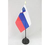 AZ FLAG - Mini Drapeau Slovénie De Table - 15x10 cm - Drapeau Slovène De Bureau 100% Polyester Avec Hampe Pointe Dorée 25cm