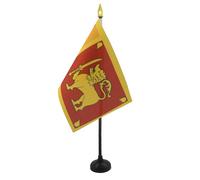 AZ FLAG - Mini Drapeau Sri Lanka De Table - 15x10 cm - Drapeau Sri Lankais De Bureau 100% Polyester Avec Hampe Pointe Dorée 25cm