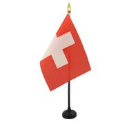 AZ FLAG - Mini Drapeau Suisse De Table - 15x10 cm - Drapeau Helvétique De Bureau 100% Polyester Avec Hampe Pointe Dorée 25cm