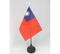 AZ FLAG - Mini Drapeau Taiwan De Table - 15x10 cm - Drapeau Taïwanais De Bureau 100% Polyester Avec Hampe Pointe Dorée 25cm