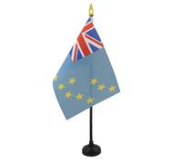 AZ FLAG - Mini Drapeau Tuvalu De Table - 15x10 cm - Drapeau Tuvaluan De Bureau 100% Polyester Avec Hampe Pointe Dorée 25cm