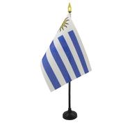 AZ FLAG - Mini Drapeau Uruguay De Table - 15x10 cm - Drapeau Uruguayen De Bureau 100% Polyester Avec Hampe Pointe Dorée 25cm