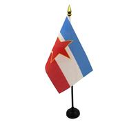 AZ FLAG - Mini Drapeau Yougoslavie De Table - 15x10 cm - Drapeau Yougoslave De Bureau 100% Polyester avec Hampe Pointe Dorée 25cm