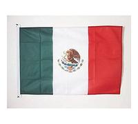 AZ FLAG Pavillon Mexique 90x60 cm Mexicain Maille Bloquée Anneaux Plastique | Usage extérieur et nautique Pavillon nautique México résistant aux intempéries avec coutures doubles et bords renforcés