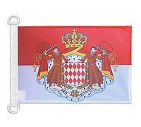 AZ FLAG Pavillon Monaco avec armes 45x30 cm Anneaux Plastique | Usage extérieur et nautique Pavillon nautique monégasque résistant aux intempéries avec coutures doubles et bords renforcés