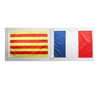 AZ FLAG Pavillon Nautique Catalogne 45x30cm - Drapeau de Bateau Catalan 30 x 45 cm & Pavillon Nautique France 45x30cm - Drapeau de Bateau français 30 x 45 cm