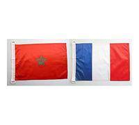 AZ FLAG Pavillon Nautique Maroc 45x30cm - Drapeau de Bateau marocain 30 x 45 cm & Pavillon Nautique France 45x30cm - Drapeau de Bateau français 30 x 45 cm