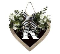 AZ Nom de famille Couronne de porte d'entrée en forme de cœur pour porte d'entrée, 26 lettres, couronne de ferme avec couronne, couronne de printemps pour la porte d'entrée, extérieur, décoration