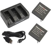 AZ16-1 Replacement Battery (2-Pack) and Rapid 3-Channel USB Charger for Xiaomi YI AZ16-1,AZ16-2 and Xiaomi Yi 4K,Yi 4K+,Yi Lite,YI 360 VR Action Camera (Not Compatible with Yi Discovery)