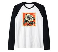 Azalée japonaise vintage Tsutsuji Fleurs rétro japonaises florales Manche Raglan