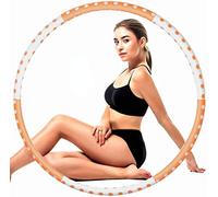 Azanaz Cerceau Hula Hoop Fitness Adulte, 1-5kg Pondéré Hula Hoop Acier Inoxydable 6 Sections Demontable Mousse de Coton Epaisse Massage Exercice Indolore, Comprend Une Bande de résistance