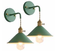 Azanaz Lot de 2 Appliques Murales, Lampe Murale Moderne en Métal avec Douille E27 et Interrupteur rotatif, Éclairage mural intérieur style industriel, Décoration pour chambre à coucher, salon (Vert)