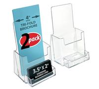 Azar Displays 252922-2PK Lot de 2 porte-brochures à trois volets avec poche pour cartes de visite, transparent
