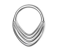 AZARIO LONDON Anneau segment à charnière en titane de calibre 16 G23 multi-vagues - Créoles pour cartilage - Daith Hoop - Bijoux de piercing, 8mm Diameter, Titane de qualité G23, Pas de gemme