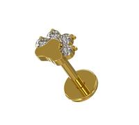 AZARIO LONDON Labret à insertion push-fit en titane grade G23 avec patte de chien et pierre CZ sur le dessus - Barre de piercing tragus - Clou de labret hélix - Boucle d'oreille tragus, 18 Gauge