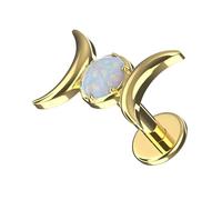AZARIO LONDON Piercing de lèvre en titane de qualité G23 avec pierre opale 18 g, 16 g - 6 mm, 7 mm, 8 mm, 9 mm, 10 mm - Piercing de lèvre - Piercing pour tragus - Labret, hélix, tragus, 18 Gauge