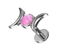 AZARIO LONDON Piercing de lèvre en titane de qualité G23 avec pierre opale 18 g, 16 g - 6 mm, 7 mm, 8 mm, 9 mm, 10 mm - Piercing de lèvre - Piercing pour tragus - Labret, hélix, tragus, 16 Gauge