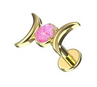 AZARIO LONDON Piercing de lèvre en titane de qualité G23 avec pierre opale 18 g, 16 g - 6 mm, 7 mm, 8 mm, 9 mm, 10 mm - Piercing de lèvre - Piercing pour tragus - Labret, hélix, tragus, 16 Gauge