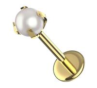 AZARIO LONDON Piercing labret en acier chirurgical 316L avec boule en perl pour lèvre, tragus, labret, hélix, tragus, 20 Gauge - 6mm Length : 2mm Pearl, Perle synthétique, Perle